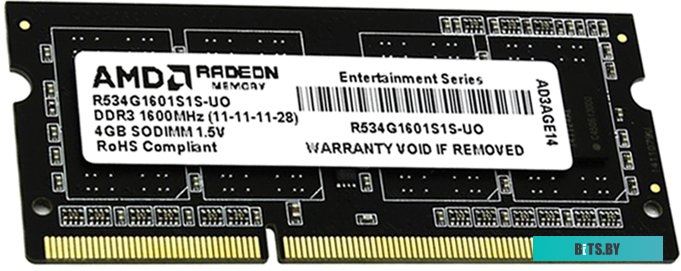 Модуль памяти AMD Radeon Entertainment 4GB DDR3 SO-DIMM (R534G1601S1S-UO)