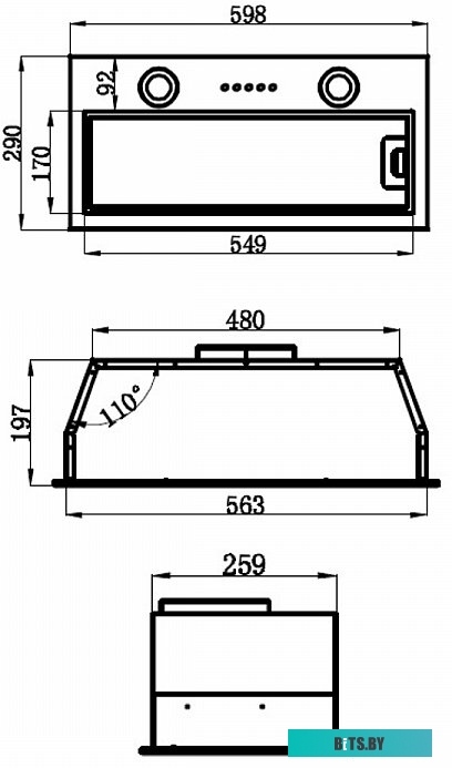КА-00014208 Встраиваемая вытяжка MAUNFELD Thames 601PM, управление кнопочное, нержавеющая сталь [ка-00014208]