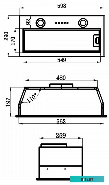 КА-00014221 Встраиваемая вытяжка MAUNFELD Thames 601M, управление кнопочное, белый [ка-00014221]