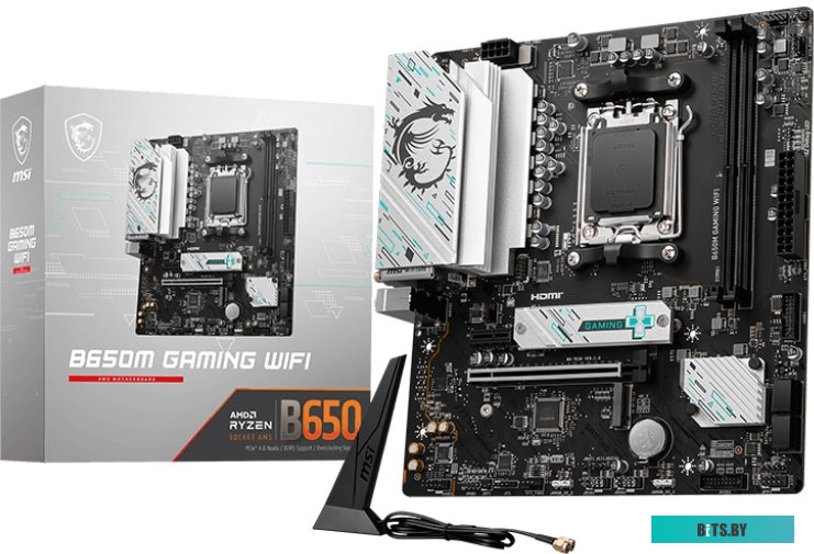 B650M GAMING WIFI Материнская плата MSI B650M GAMING WIFI SocketAM5 AMD B650 2xDDR5 mATX AC`97 8ch(7.1) 2.5Gg RAID+VGA+HDMI+DP