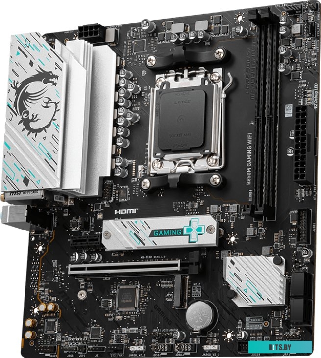 B650M GAMING WIFI Материнская плата MSI B650M GAMING WIFI SocketAM5 AMD B650 2xDDR5 mATX AC`97 8ch(7.1) 2.5Gg RAID+VGA+HDMI+DP
