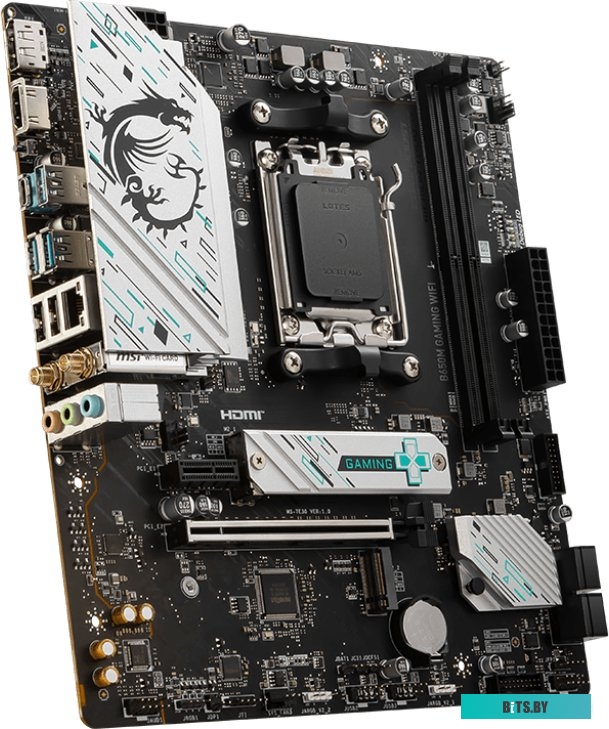 B650M GAMING WIFI Материнская плата MSI B650M GAMING WIFI SocketAM5 AMD B650 2xDDR5 mATX AC`97 8ch(7.1) 2.5Gg RAID+VGA+HDMI+DP