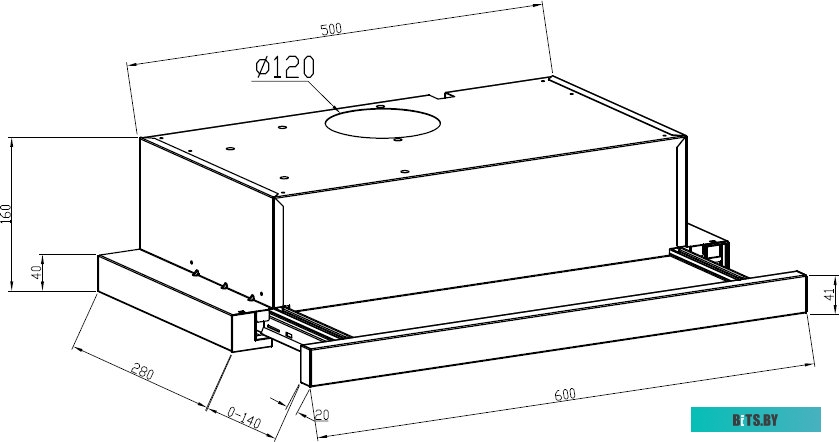 CHAT000080 Встраиваемая вытяжка LEX Hubble 2M 600, управление кнопочное, 2 мотора, белый [chat000080]