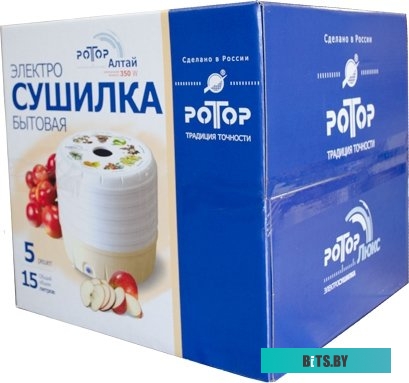АЛТАЙ СШ-022 (ЦВ.УПАК) Сушилка для овощей и фруктов РОТОР Алтай СШ-022,  белый,  5 поддонов