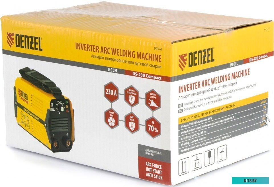 94374 Сварочный аппарат DENZEL DS-230 Compact,  инвертор [94374]