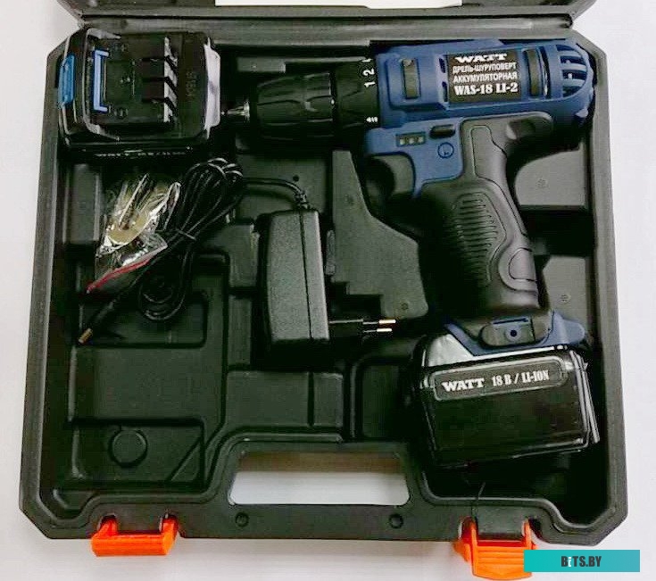 Дрель-шуруповерт WATT WAS-18 Li-2 1.018.031.12 (с 2-мя АКБ, кейс)