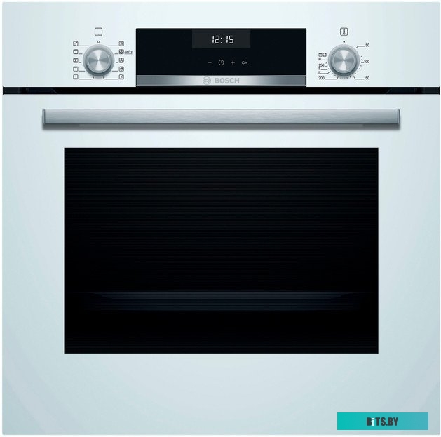 HBJ558YW3Q Serie 6, духовой шкаф электрический, 60 см, 66 л, белый, класс энергоэффективности А, 8 режимов, LCD-дисплей, галогенное освещение, самоочи