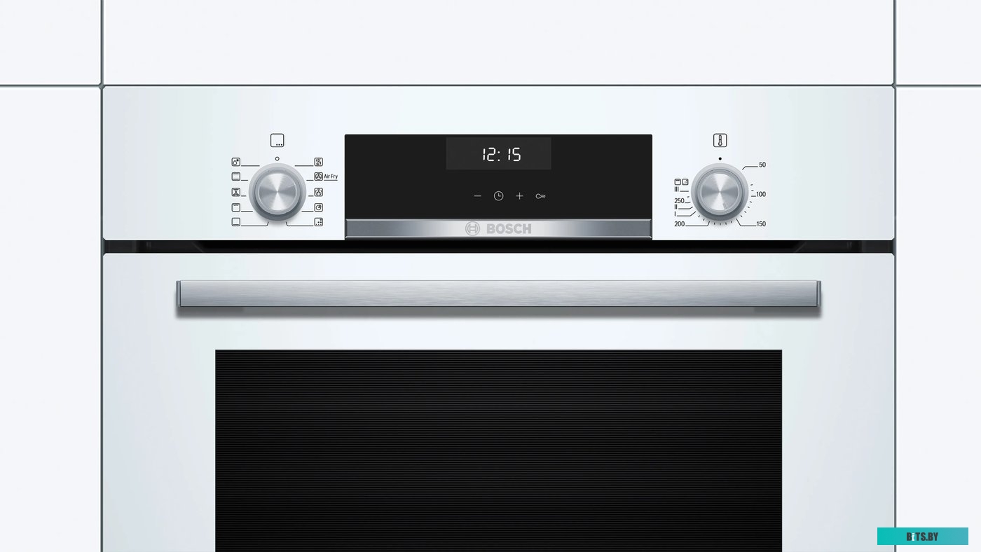 HBJ558YW3Q Serie 6, духовой шкаф электрический, 60 см, 66 л, белый, класс энергоэффективности А, 8 режимов, LCD-дисплей, галогенное освещение, самоочи