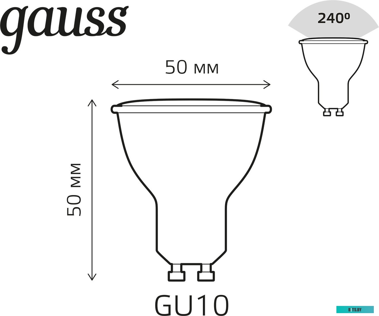 101105406 Лампа светодиодная Gauss 101105406 6Вт цок.:GU5.3 софит 175B св.свеч.RGB MR16 (упак.:1шт)