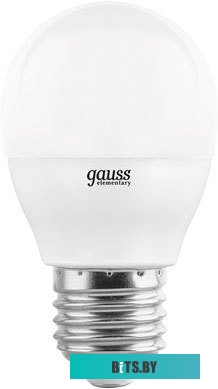 105102307-D Лампа светодиодная Gauss 105102307-D 7Вт цок.:E27 шар 150B 6500K св.свеч.бел.хол. (упак.:1шт)