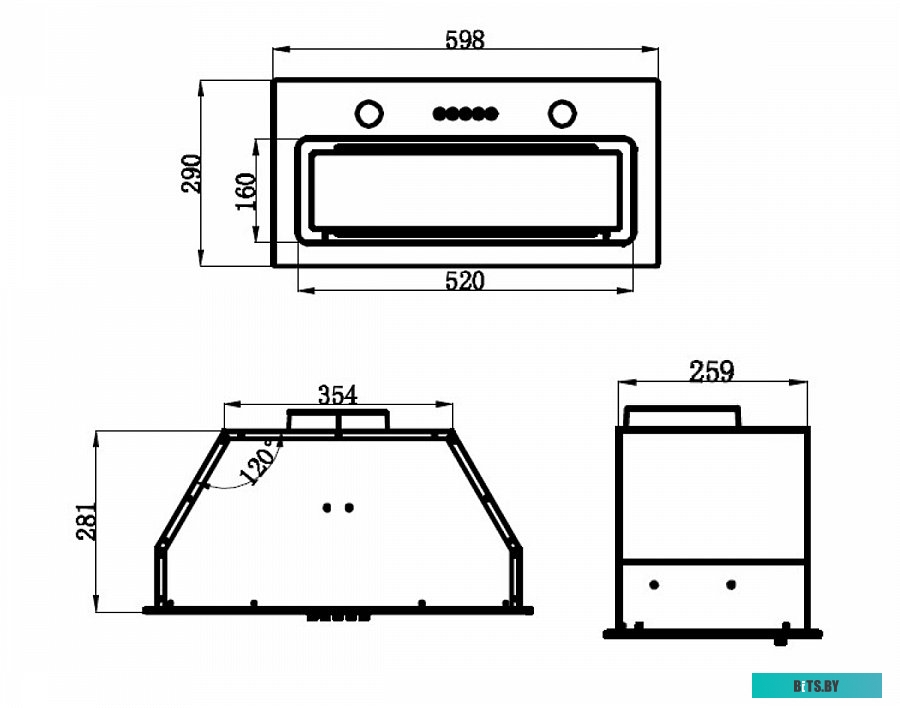 КА-00014214 Встраиваемая вытяжка MAUNFELD Trapeze 601GG, управление кнопочное, белый [ка-00014214]