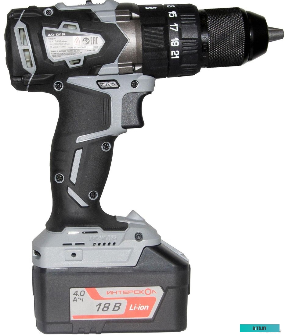 Ударная дрель-шуруповерт Интерскол ДАУ-13/18В 574.4.1.70 (с 1-им АКБ, кейс)
