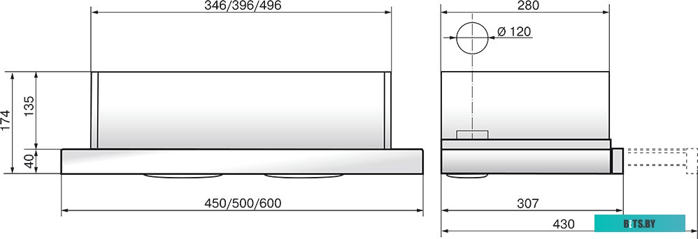 940978 Вытяжка встраиваемая INTEGRA 50N-400-V2D ELIKOR