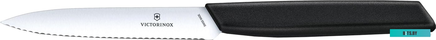 6.9003.10W Нож кухонный Victorinox Swiss Modern, универсальный, 100мм, заточка серрейтор, стальной, черный [6.9003.10w]