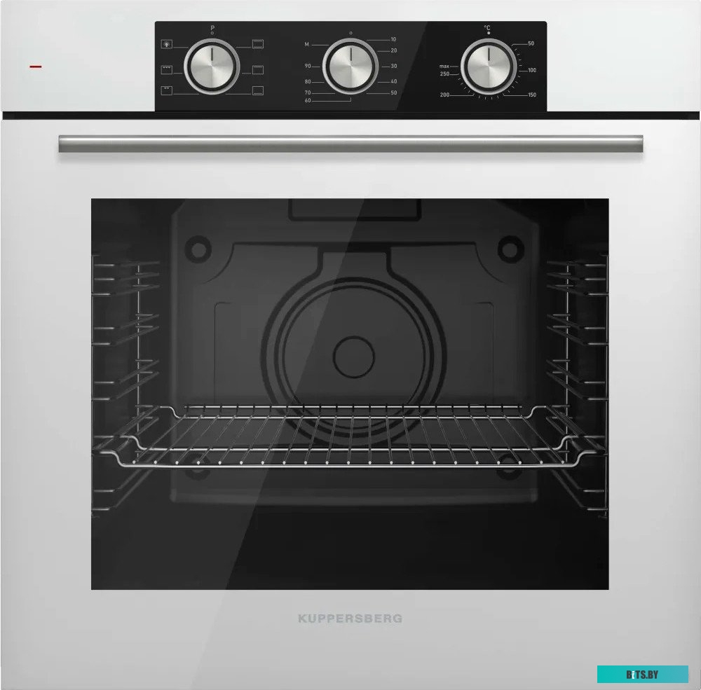 HF 608 W Встраиваемый духовой шкаф/ 60 см, 80 л, 6 режимов, каталитическая очистка, поворотные переключатели, телескопические направляющие на 1 уровне