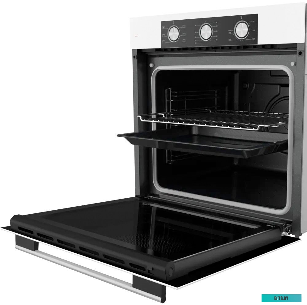 HF 608 W Встраиваемый духовой шкаф/ 60 см, 80 л, 6 режимов, каталитическая очистка, поворотные переключатели, телескопические направляющие на 1 уровне