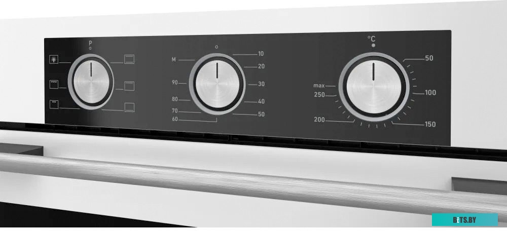 HF 608 W Встраиваемый духовой шкаф/ 60 см, 80 л, 6 режимов, каталитическая очистка, поворотные переключатели, телескопические направляющие на 1 уровне