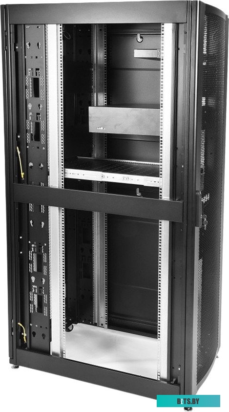 ЦМО ШТК-СП-48.6.10-48АА-9005 Шкаф серверный ПРОФ напольный 48U (600x1000) дверь перфор., задние двойные перфор., черный, в сборе