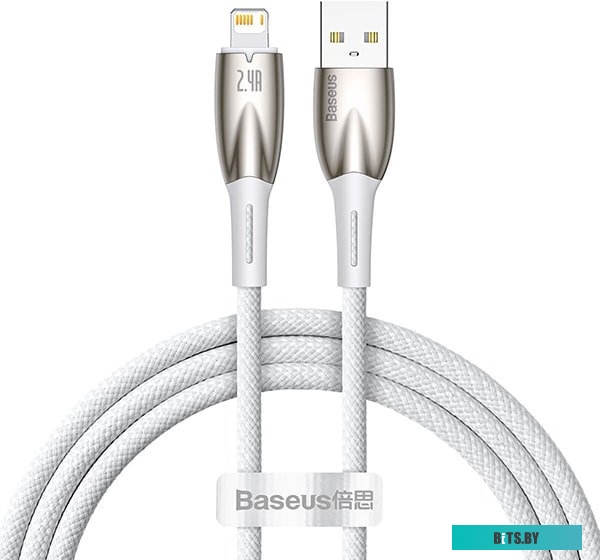 Кабель Baseus Glimmer Series Fast Charging Data Cable USB Type-A - Lightning 2.4A CADH000202 (1 м, белый) 