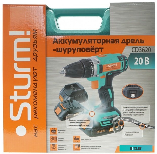 Дрель-шуруповерт Sturm CD3618T (с 2-мя АКБ, кейс)