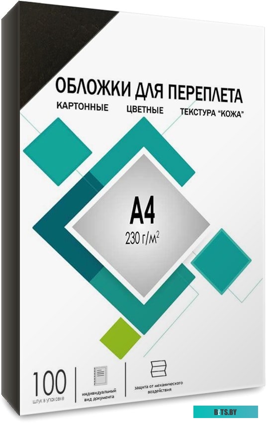 Обложка для термопереплета Гелеос CCA4B A4 230 г/м2 100 шт (кожа, черный)