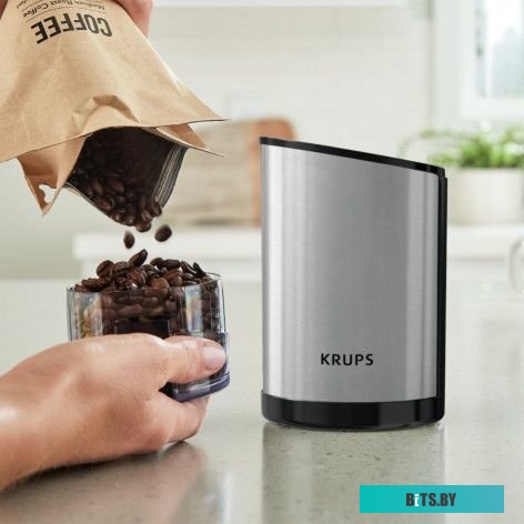 1510002214 Кофемолка Krups GX204D10 200Вт сист.помол.:ротац.нож вместим.:85гр серебристый/черный