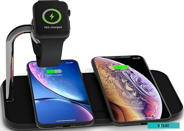 Беспроводное зарядное Zens Dual+Watch Aluminium Wireless Charger (черный) <ZEDC05B/00>