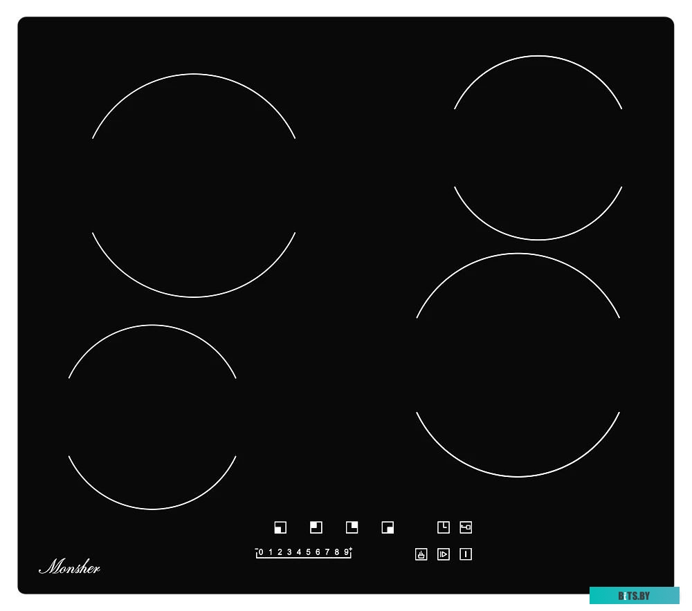 MHE 6002 Встраиваемая варочная панель/ Электрическая, 60 см, 4 конфорки, черный