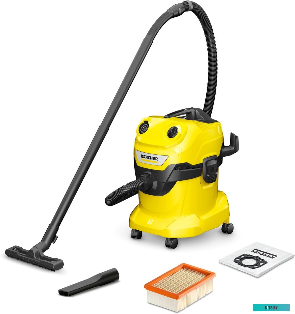 1.628-209.0 Строительный пылесос Karcher WD 4 V-20/5/22 1000Вт (уборка: сухая/сбор воды) желтый