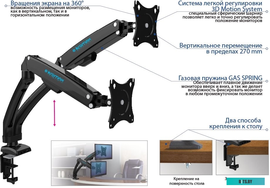 Кронштейн для телевизора Kromax OFFICE-9 (черный)