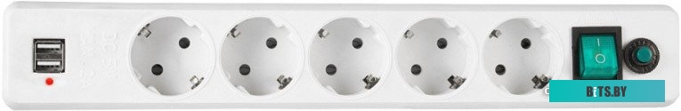 Сетевой фильтр Гарнизон ЕНW-6 1.8 м 6 розеток белый