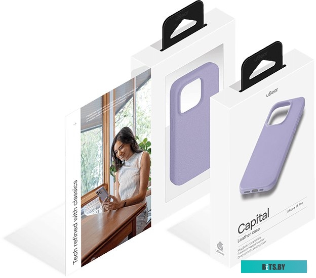 uBear Capital Leather для iPhone 15 Pro (лавандовый)