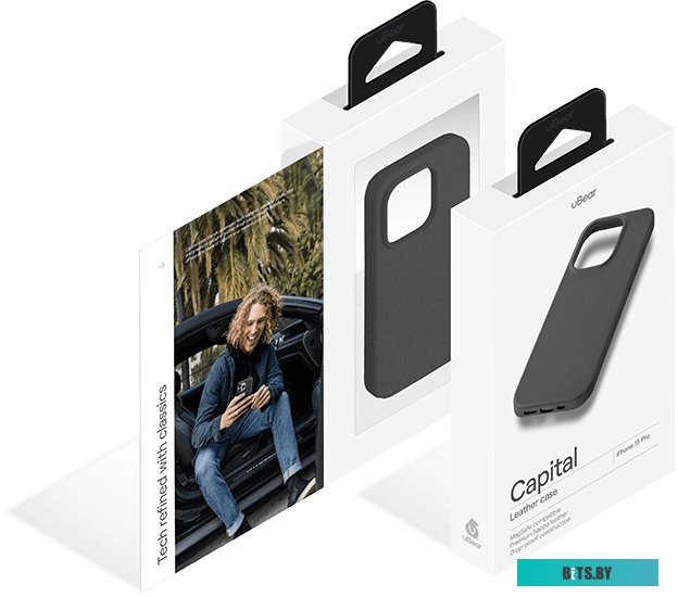 uBear Capital Leather для iPhone 15 Pro (черный)