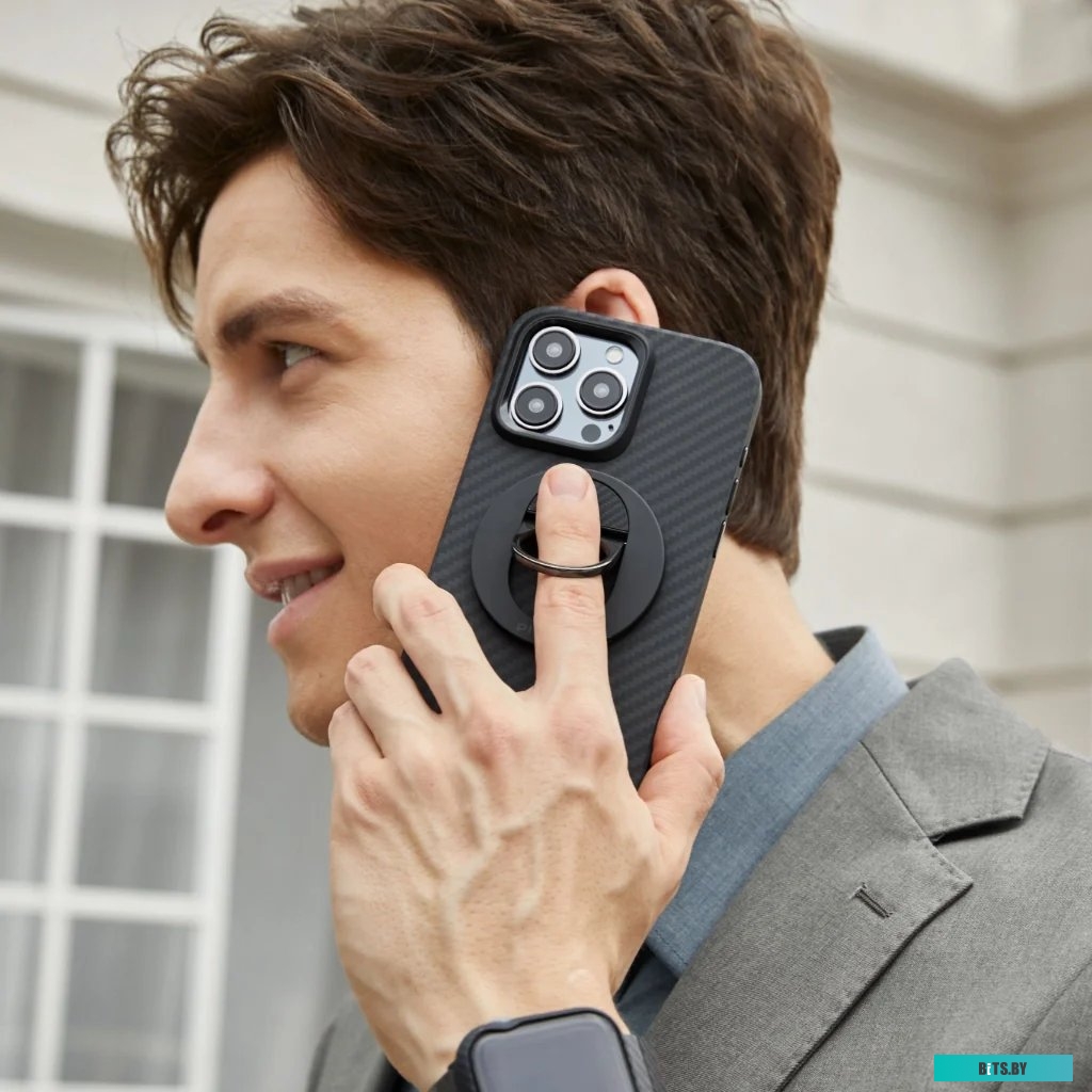KI1501P Pitaka MagEZ Case 4 для iPhone 15 Pro (1500D twill, черный/серый)