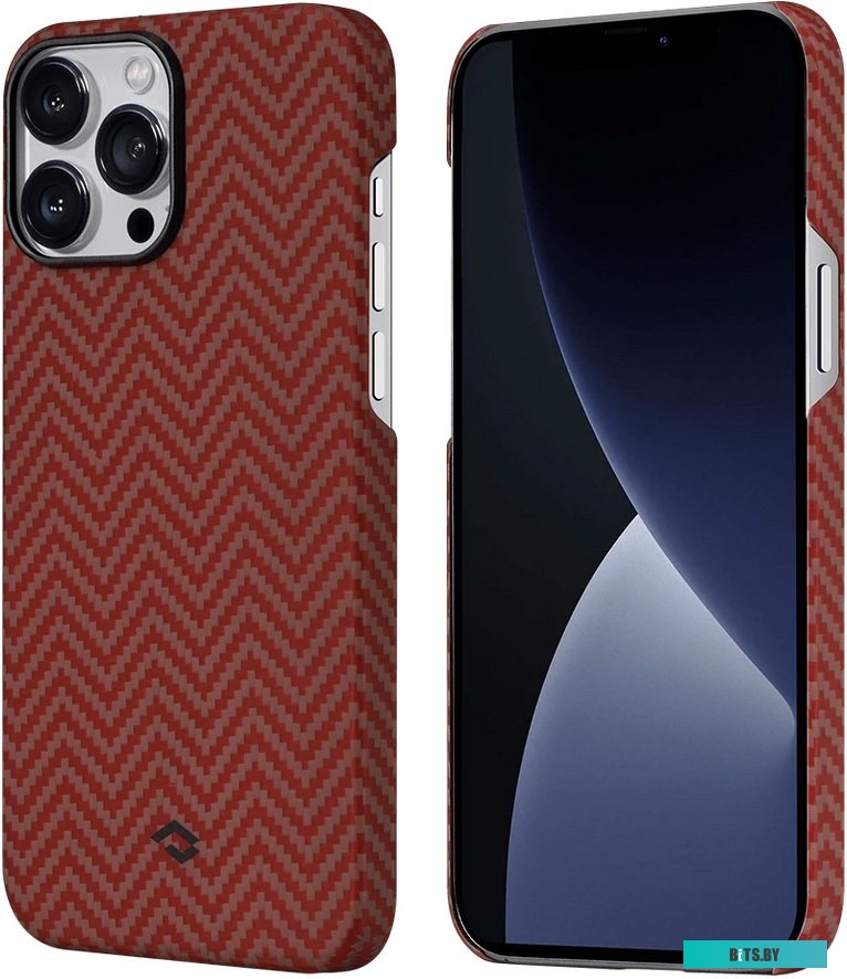 Pitaka MagEZ Case 2 для iPhone 13 Pro (herringbone, красный/оранжевый)