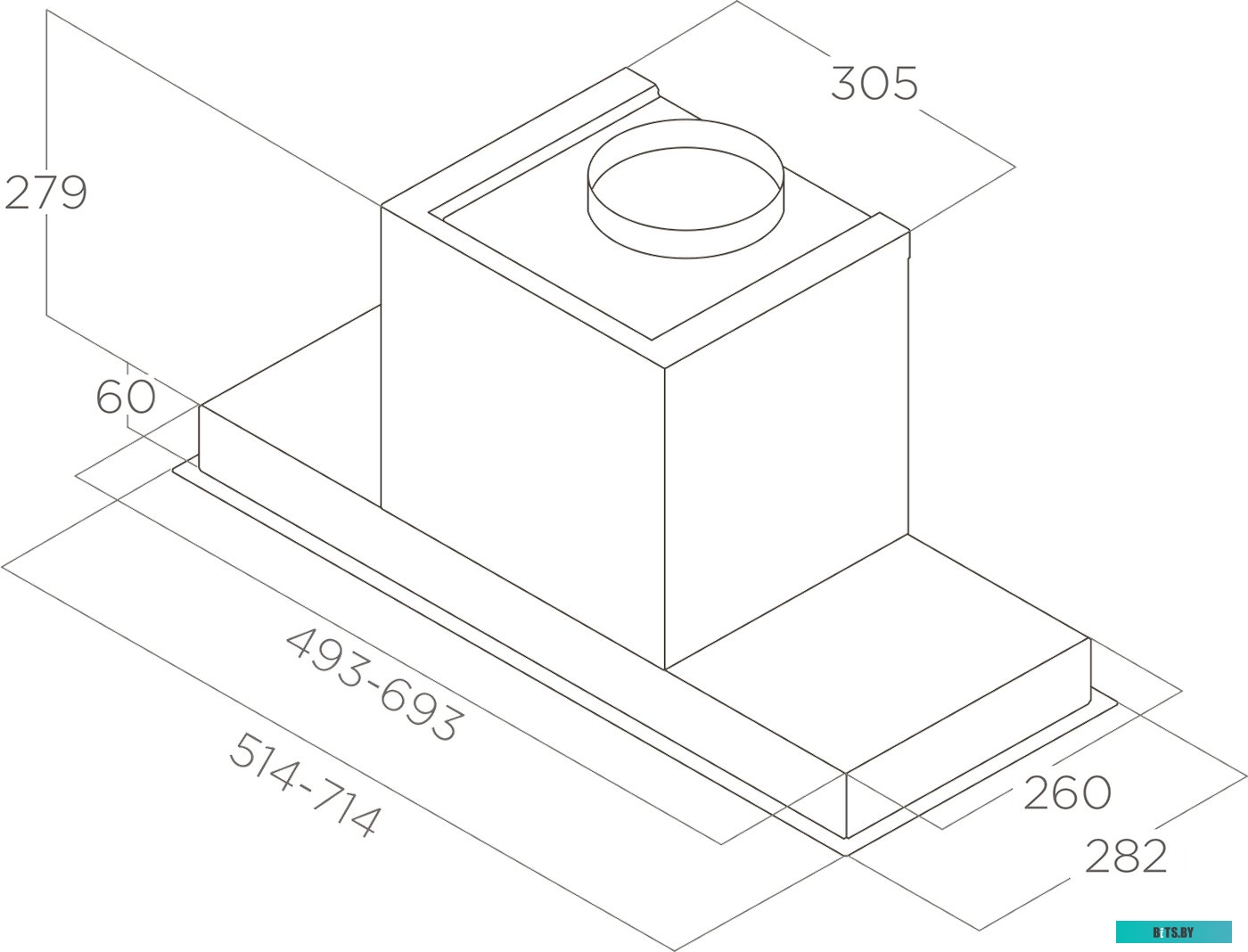 HIDDEN 2.0 @ BLGL/A/52-PRF0164361 Вытяжки ELICA/ Встраиваемая, 60 см,электронное управление, 1300 куб. м. , черный+черное стекло