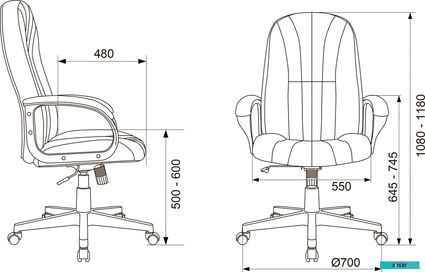 T-898/405-LBLUE Кресло руководителя Бюрократ T-898AXSN светло-голубой 38-405 крестовина пластик