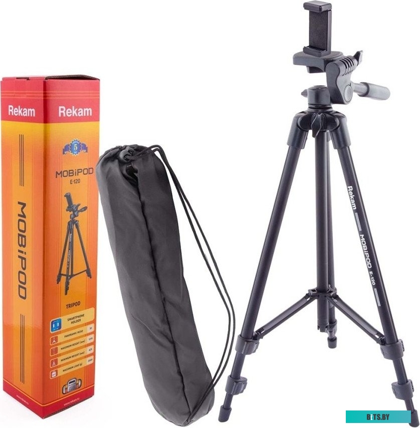 1212007003 Штатив-трипод Rekam MOBIPOD E-120, черный [1212007003]