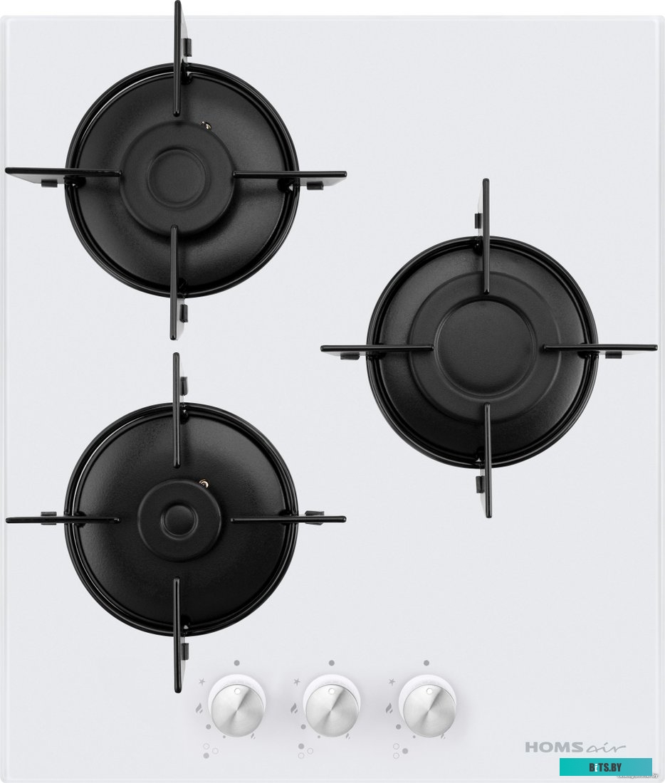 HGG431WH Газовая варочная панель HOMSair/ Газовая варочная панель HOMSair HGG431WH, механическое управление, 3 конфорки, мощность конфорок 2600, 1700,