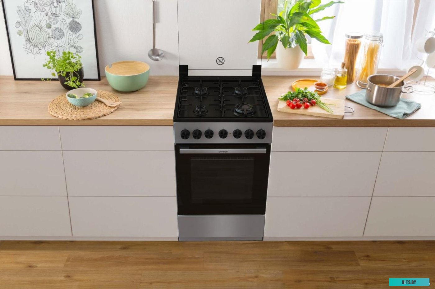 GK5B40SH Газовая плита Gorenje GK5B40SH,  электрическая духовка,  стеклянная крышка,  сталь, серебристый