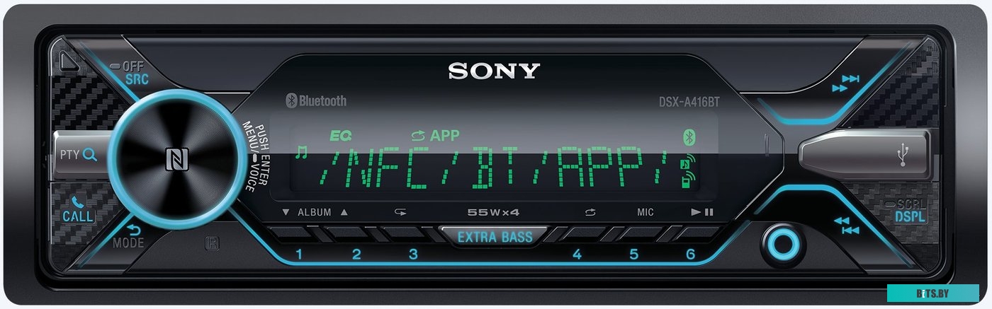 DSX-A416BT Автомагнитола Sony DSX-A416BT 1DIN 4x55Вт v3.0 RDS