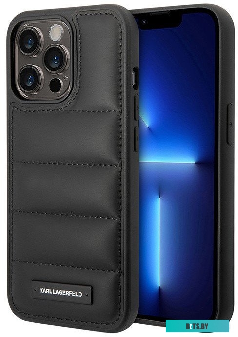 KLHCP15LPSQAK CG Mobile Lagerfeld для iPhone 15 Pro PU Quilted Metal logo Hard Black