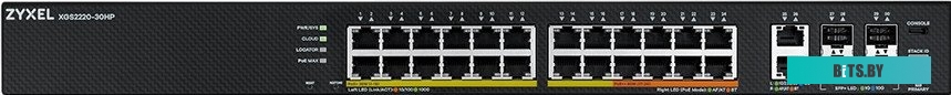 Коммутатор Zyxel XGS2220-30HP-EU0101F (L3) 24x1Гбит/с 2x10Гбит/с 4SFP+ 16PoE+ 8PoE++ 400W управляемый