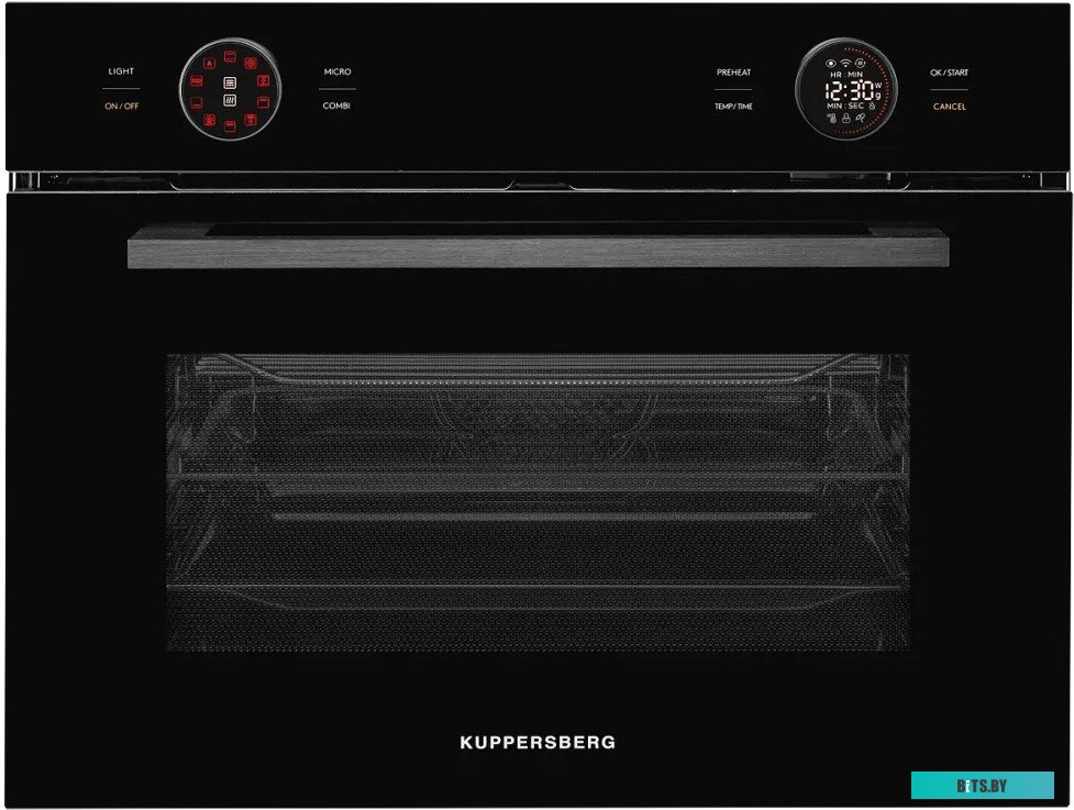 KMW 612 Black Встраиваемый духовой шкаф/ с СВЧ, 45 см, 50л, 12 режимов, гидролизная очистка, черный