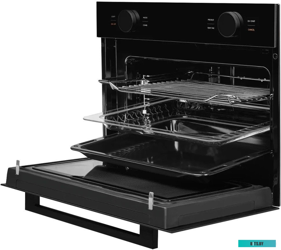 KMW 612 Black Встраиваемый духовой шкаф/ с СВЧ, 45 см, 50л, 12 режимов, гидролизная очистка, черный