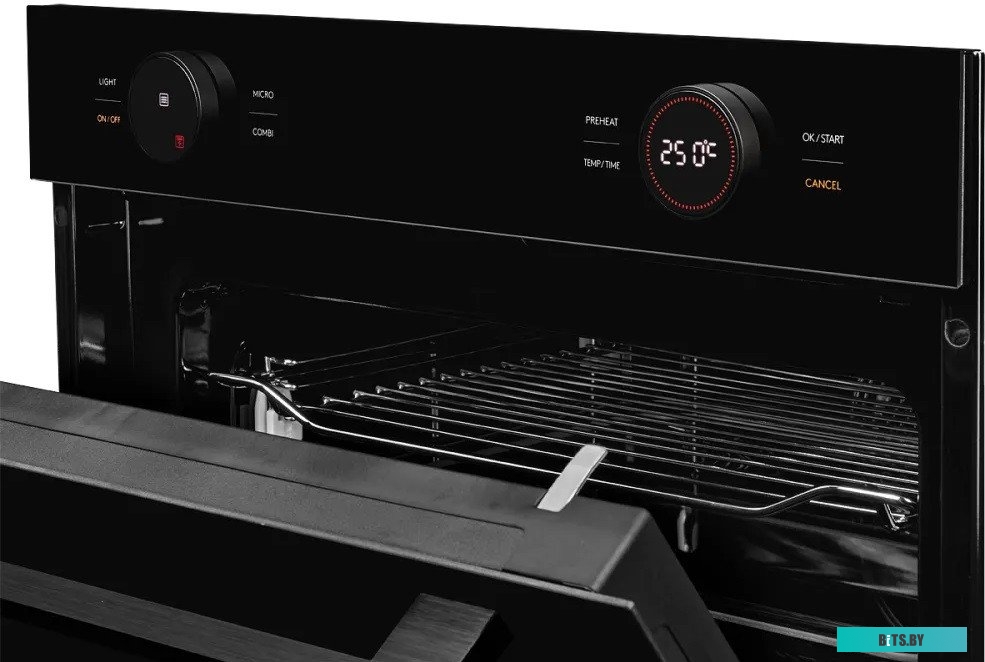 KMW 612 Black Встраиваемый духовой шкаф/ с СВЧ, 45 см, 50л, 12 режимов, гидролизная очистка, черный