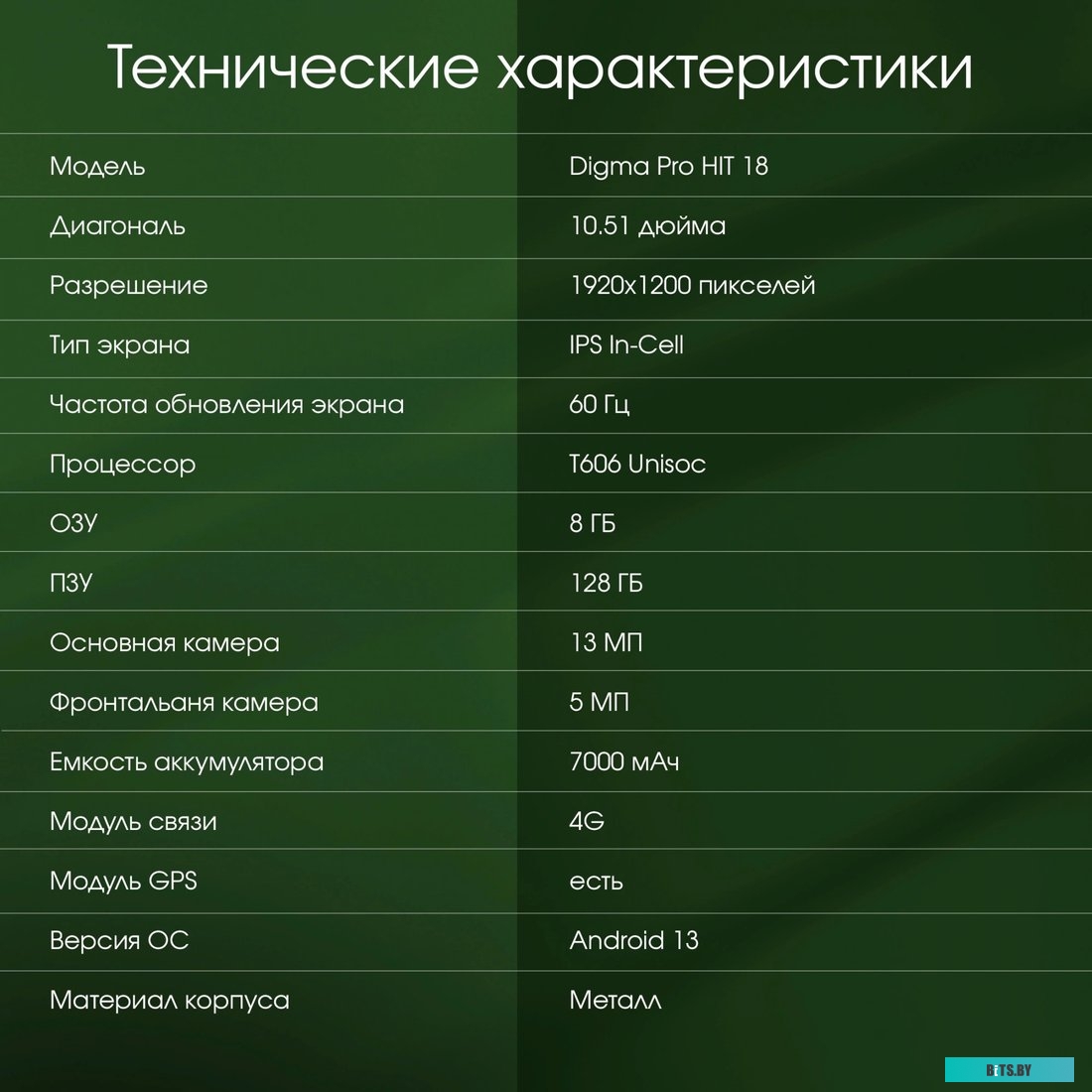 Планшет Digma Pro HIT 18 T616 8C/8Gb/256Gb HS1011PL