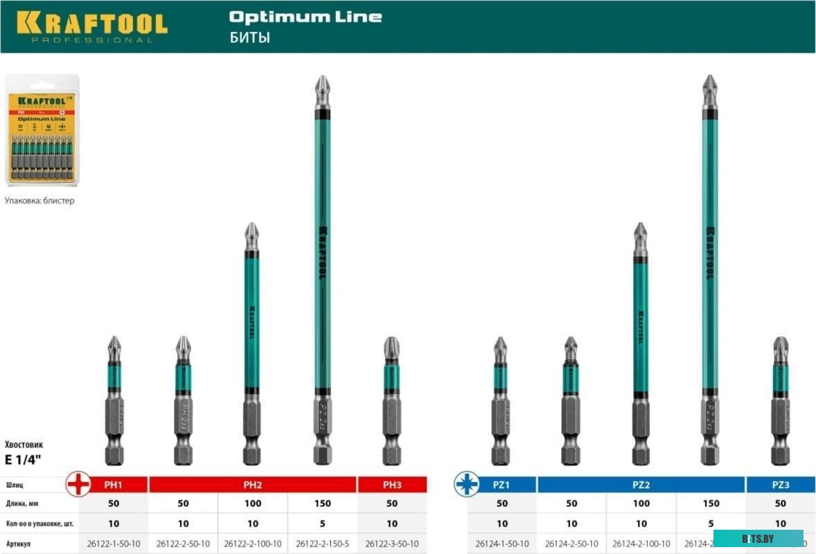 26123-2-100-1 Набор бит Kraftool 26123-2-100-1,  шестигранный (1/4HEX - E),  1шт