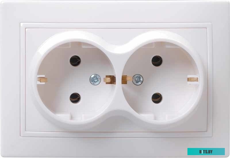 ERV24-K01-16-DM Розетка силовая IEK Вега двойная, 2 розетки, скрытая, заземление, шторки, IP20, белый [erv24-k01-16-dm]