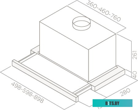 PRF0099697B Встраиваемая вытяжка Jet Air Betta 60/GR/BK GL, управление кнопочное, серый [prf0099697b]